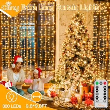 Ollny 300 LED Curtain Lights for Year-Round Decor