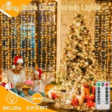 Ollny 300 LED Curtain Lights for Year-Round Decor