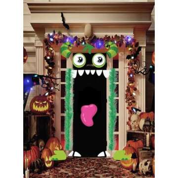 Noiclub Halloween Cute Green Monster Face Trunk Or Treat Car Decorations Kits For SUV Outdoor, Adora...