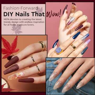 MEFA 56 Pcs Gel Nail Polish Kit with U V Light, 32 Colors Burgundy Glitter Gel Nail Polish Set with Base Top Coat Nail Art Decorations Home Salon Manicure Tools Valentines Gifts for Women