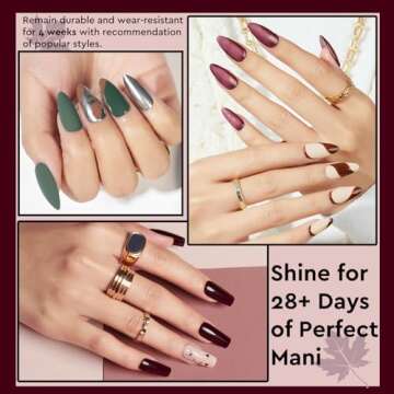 MEFA 56 Pcs Gel Nail Polish Kit with U V Light, 32 Colors Burgundy Glitter Gel Nail Polish Set with Base Top Coat Nail Art Decorations Home Salon Manicure Tools Valentines Gifts for Women