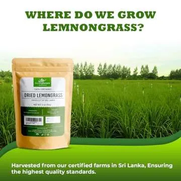 CEYLONFLAVORS FRESH AND PURE Organic Premium Grade Dried Lemon Grass Cut, harvested from a Organic Farm in Sri Lanka 2 oz/56g