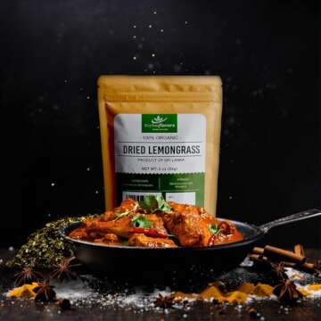 CEYLONFLAVORS FRESH AND PURE Organic Premium Grade Dried Lemon Grass Cut, harvested from a Organic Farm in Sri Lanka 2 oz/56g