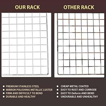 Cooling Rack for Baking, 16x10 Inches Baking Rack, Thick Wire Cookie Rack for Cooking, Roasting, Grilling, Drying, Oven Safe, Fits Half Sheet Pan