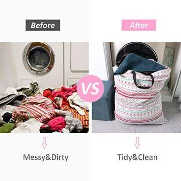 SWISSELITE Laundry Bag with Handle and Drawstring, Large Heavy Duty Laundry Bag, 28 x 40 Inches Travel Dirty Clothes Bag for Laundromat and Household