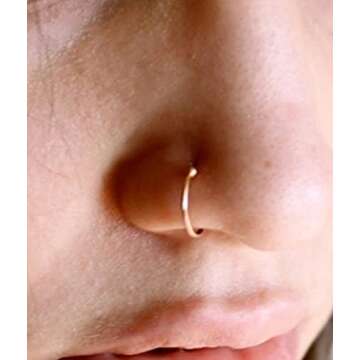 MODRSA Nose Rings Nose Rings Hoops Nose Piercings Surgical Steel Nose Ring Double Nose Ring for Sing...