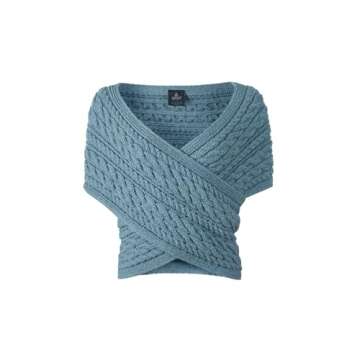 Aran Woollen Mills Women's Aran Cable Crossover Wrap Sweater 100% Merino Wool V-Neck with Buttons (Medium)