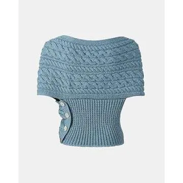 Aran Woollen Mills Women's Aran Cable Crossover Wrap Sweater 100% Merino Wool V-Neck with Buttons (Medium)