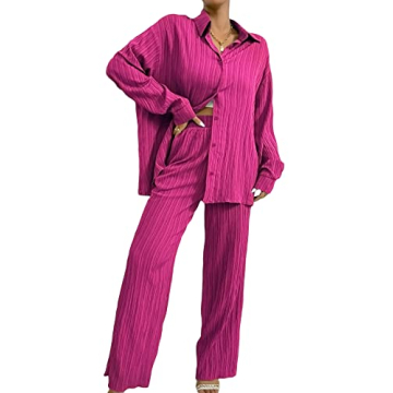 Floerns Women's 2 Piece Outfits: Chic Blouse & Wide Leg Pants Set