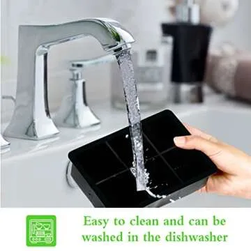 Large Ice Cube Tray 2 Pack Silicone Ice Cube Trays with Lid for Freezer Stackable Ice Cube Mold for Making Large Square Ice Cubes for Whiskey Cocktails & Bourbon- Black