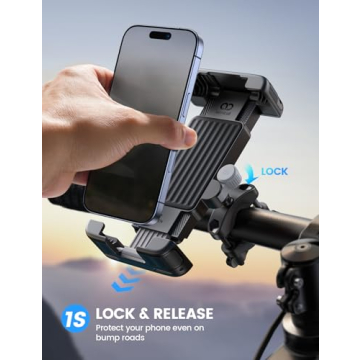 Lamicall Bike Motorcycle Phone Mount - Quick Lock Holder for iPhones & Galaxies