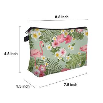 Cute Travel Makeup Bag Cosmetic Bag Small Pouch Gift for Women (Tropical Flamingo)