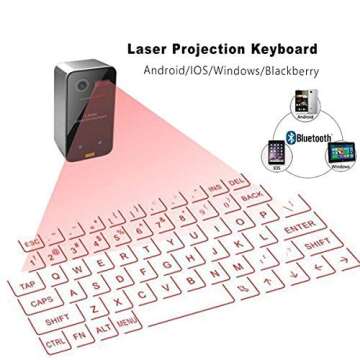 AGS Laser Projection Bluetooth Virtual Keyboard & Mouse for iPhone, Ipad, Smartphone and Tablets