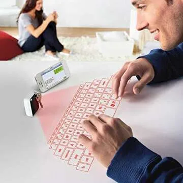 AGS Laser Projection Bluetooth Virtual Keyboard & Mouse for iPhone, Ipad, Smartphone and Tablets