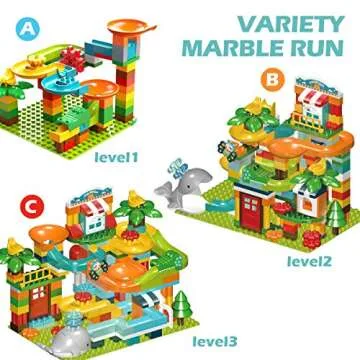 REMOKING Marble Run Building Blocks, 2 in 1 Compatible Blocks Models with 8 Marble Balls，Educational Race Track Building Block Set, Great Gifts for Kids 3 Years and up（259Pcs）
