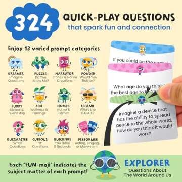 400 Interactive Conversation Cards for Kids Ages 6-11 - Card Games for Kids & Parents - Deepen Connections with Unique Prompts - Fun Game Night, Classroom & Road Trip Activities for Kids