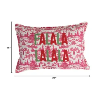 Creative Co-Op Embroidered Cotton Lumbar Pillow