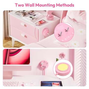 NTONPOWER Pink Power Strip, 5ft Extension Cord, 3 AC Outlets & 2 USB C & 2 USB A, Flat Extension Cord, Wall Mount, Flat Plug Power Strip for Home, Dorm, Vanity Desk, Nightstand, Women Travel Essential