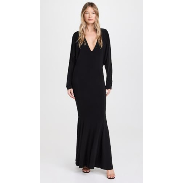Norma Kamali Dolman V Neck Fishtail Gown
