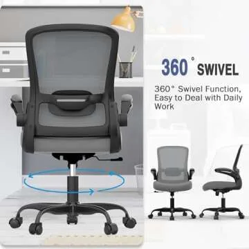 Office Chair, Ergonomic Desk Chair with Adjustable Lumbar Support, High Back Mesh Computer Chair with Flip-up Armrests-BIFMA Passed Task Chairs, Executive Chair for Home Office
