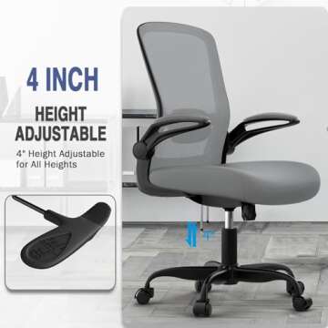 Office Chair, Ergonomic Desk Chair with Adjustable Lumbar Support, High Back Mesh Computer Chair with Flip-up Armrests-BIFMA Passed Task Chairs, Executive Chair for Home Office