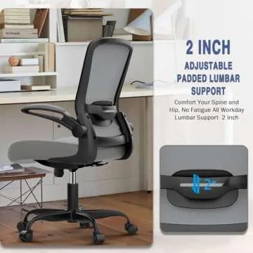 Office Chair, Ergonomic Desk Chair with Adjustable Lumbar Support, High Back Mesh Computer Chair with Flip-up Armrests-BIFMA Passed Task Chairs, Executive Chair for Home Office