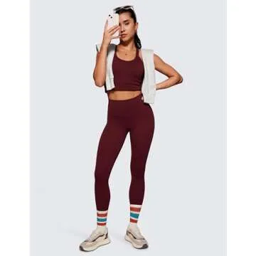 CRZ YOGA Womens Butterluxe High Waisted Yoga Leggings 28" - Double Seamed Buttery Soft Comfy Athletic Gym Workout Pants Red Merlot Large