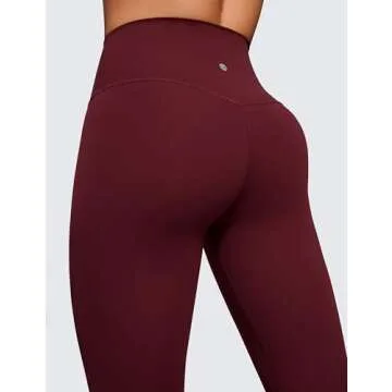 CRZ YOGA Womens Butterluxe High Waisted Yoga Leggings 28" - Double Seamed Buttery Soft Comfy Athletic Gym Workout Pants Red Merlot Large
