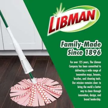 Libman Wonder Mop & Refills Kit – for Tough Messes and Powerful Cleanup – Easy to Wring, Long Handled Wet Mop for Hardwood, Tile, Laminate. Includes Three Replacement Heads, Machine Washable, 62 Inch