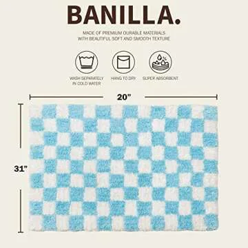 Banilla Bathroom Rugs, Extra Soft Double Thickness Microfibre, Super Absorbent with Non Slip Rubber ...