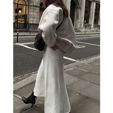 Kissonic Womens Wool Blend Jacket Oversized Bomber Jacket Casual Stand Collar Button Down Varsity Shacket Coat Outerwear(Beige-S)