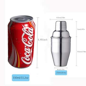 Delidge 8oz Cocktail Shaker Martini Shaker Small Bar Shaker Drink Mixer Shakers Bartending, 250ml Mi...
