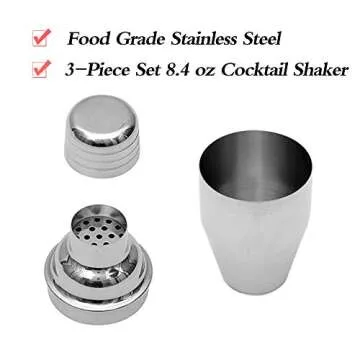 Delidge 8oz Cocktail Shaker Martini Shaker Small Bar Shaker Drink Mixer Shakers Bartending, 250ml Mini Cocktail Shakers Margarita Alcohol Liquor Barware Tools