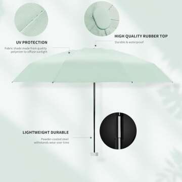 Dlin UV Umbrellas for Sun Protection,Small Compact, Small Umbrella for Purse,Suitable for Women Purs...