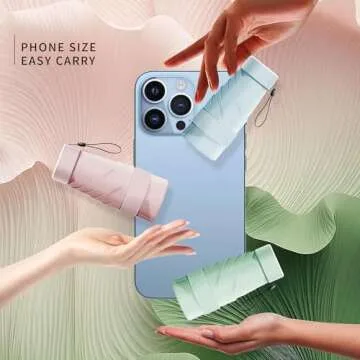 Dlin UV Umbrellas for Sun Protection,Small Compact, Small Umbrella for Purse,Suitable for Women Purse and Pocket (Green