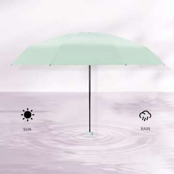 Dlin UV Umbrellas for Sun Protection,Small Compact, Small Umbrella for Purse,Suitable for Women Purse and Pocket (Green