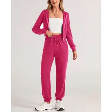 KIRUNDO Cozy Fleece Hoodie and Jogger Set for Women