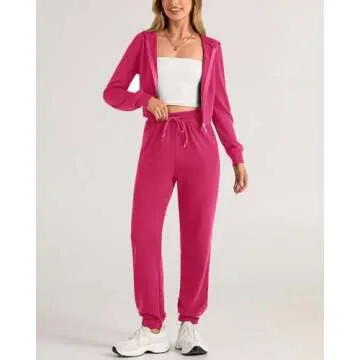 KIRUNDO Cozy Fleece Hoodie and Jogger Set for Women