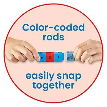 hand2mind Reading Rods Alphabet & Phonemic Awareness, Word Building Activities, Letter Blocks, CVC Words for Kindergarten, Spelling Toys, Reading Tools for Kids, Science of Reading Manipulatives