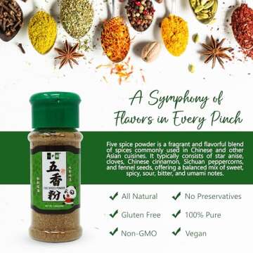 NPG Authentic Chinese Five Spice Blend 1.05 oz, Gluten Free, All Natural Ground Chinese 5 Spice Powder, No Preservatives No MSG, Mixed Spice Seasoning for Asian Cuisine & Stir Fry
