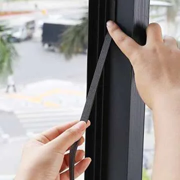 Hestya 10 m Foam Draught Excluder Weather Strip Tape Weatherstrip Weather Seals for Window Door Sealing (3 mm, Black)