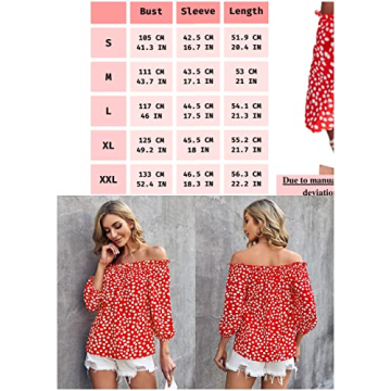 Teurkia Womens Off Shoulder Floral Print Blouse for Summer