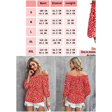 Teurkia Womens Off Shoulder Floral Print Blouse for Summer