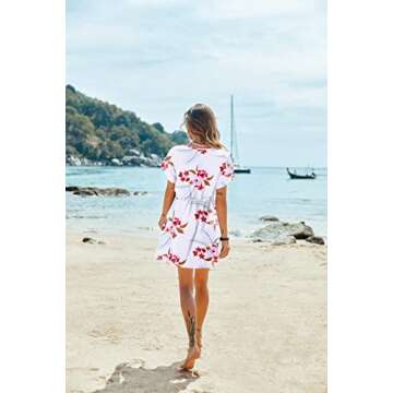 Ekouaer Stylish Flowy Beach Cover Up Dress for Women
