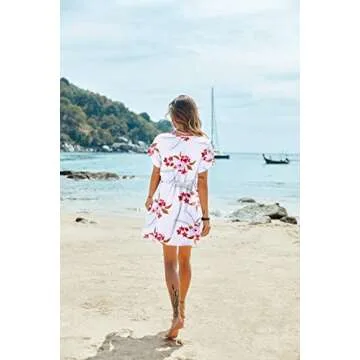 Ekouaer Stylish Flowy Beach Cover Up Dress for Women