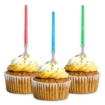 Super Z Outlet Light Sabre Cupcake Decoration Toppers Sticks Picks Set for Children Birthday Party, Fan Shows, Movies, 4" inches Tall - 12 Pack