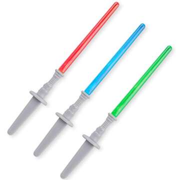 Super Z Outlet Light Sabre Cupcake Decoration Toppers Sticks Picks Set for Children Birthday Party, Fan Shows, Movies, 4" inches Tall - 12 Pack