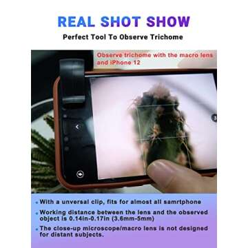 APEXEL Phone Microscope Lens, Nano Zoom 100X Phone Micro Lens for for All Smartphone with LED Light, Pocket Microscope iPhone Camera Lens Attachment Portable Micro Lens for Kids Adults Trichome Coin