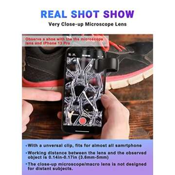 APEXEL Phone Microscope Lens, Nano Zoom 100X Phone Micro Lens for for All Smartphone with LED Light, Pocket Microscope iPhone Camera Lens Attachment Portable Micro Lens for Kids Adults Trichome Coin