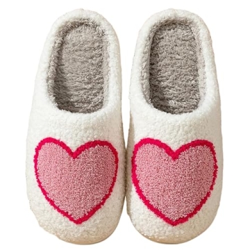 QQGB Cute Fuzzy Heart Slippers for Comfort and Style